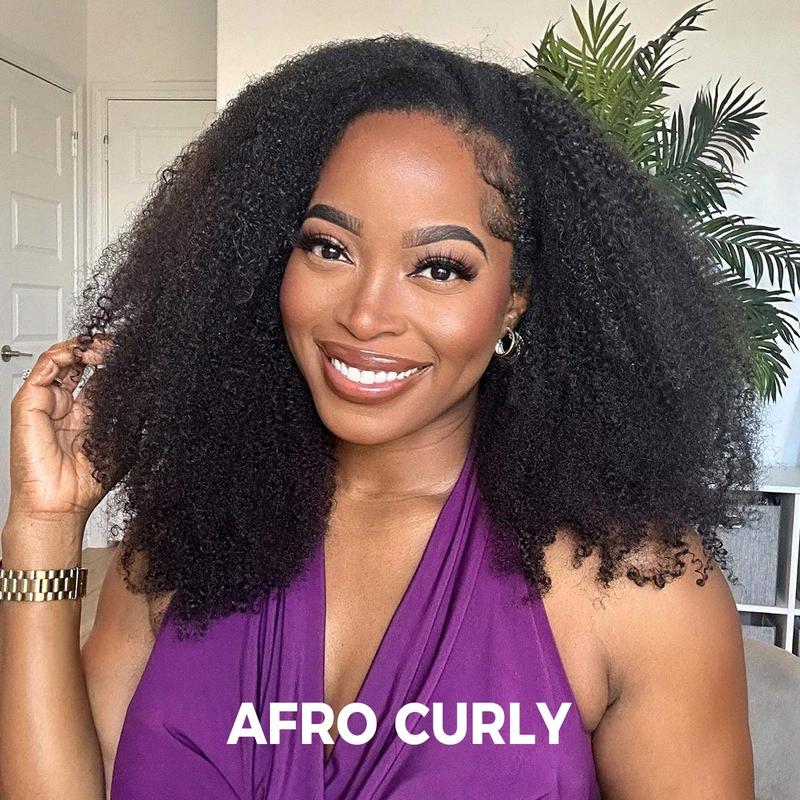 Afro Curly Half Wig – Thick 180%-250% Density, Natural Hairline, Beginner Friendly