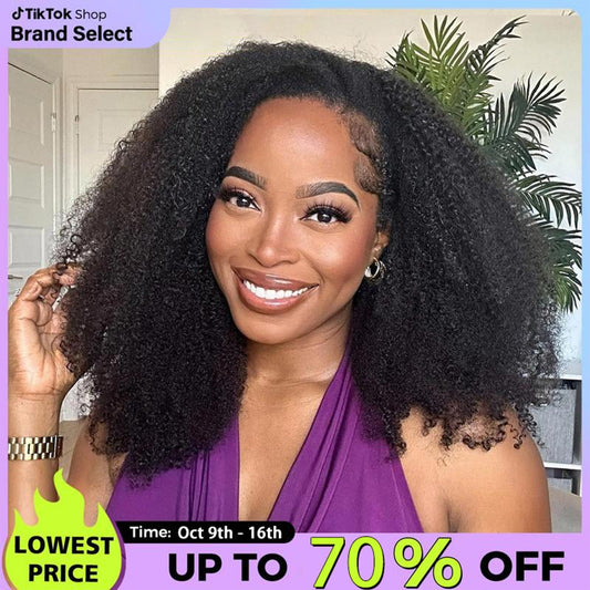 Afro Curly Half Wig – Thick 180%-250% Density, Natural Hairline, Beginner Friendly