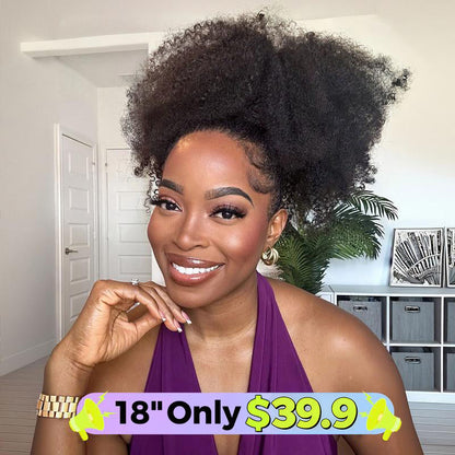 Afro Curly Half Wig – Thick 180%-250% Density, Natural Hairline, Beginner Friendly
