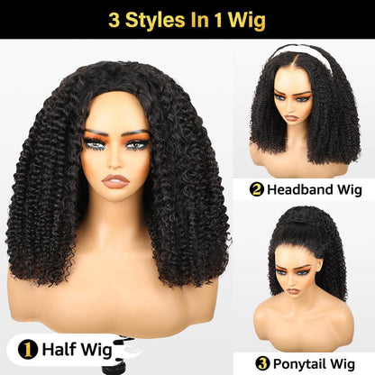 Afro Curly Half Wig – Thick 180%-250% Density, Natural Hairline, Beginner Friendly